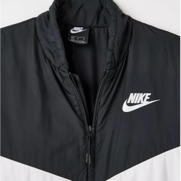 Nike Stand Collar Stay Warm Bomber Puffer Jacket Coat Black And White Size Small - Picture 3 of 9